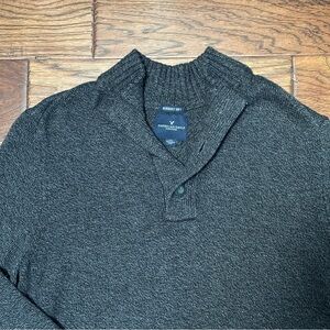 American Eagle Outfitters Mock Neck Henley Sweater, preppy academia